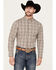 Image #1 - Cody James Men's Rough Dirt Plaid Print Long Sleeve Button-Down Stretch Western Shirt, Tan, hi-res