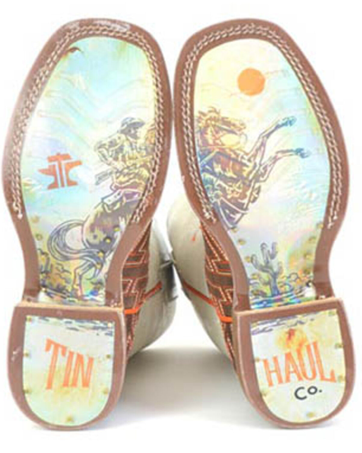 Image #2 - Tin Haul Boys' Lil Puzzler Western Boots - Broad Square Toe, Brown, hi-res