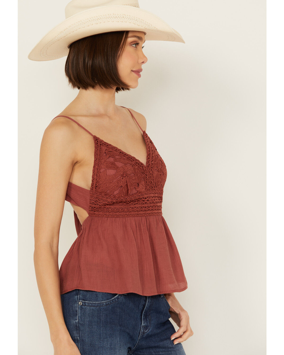 Image #2 - Shyanne Women's Lace Bustier Tank, Rust Copper, hi-res