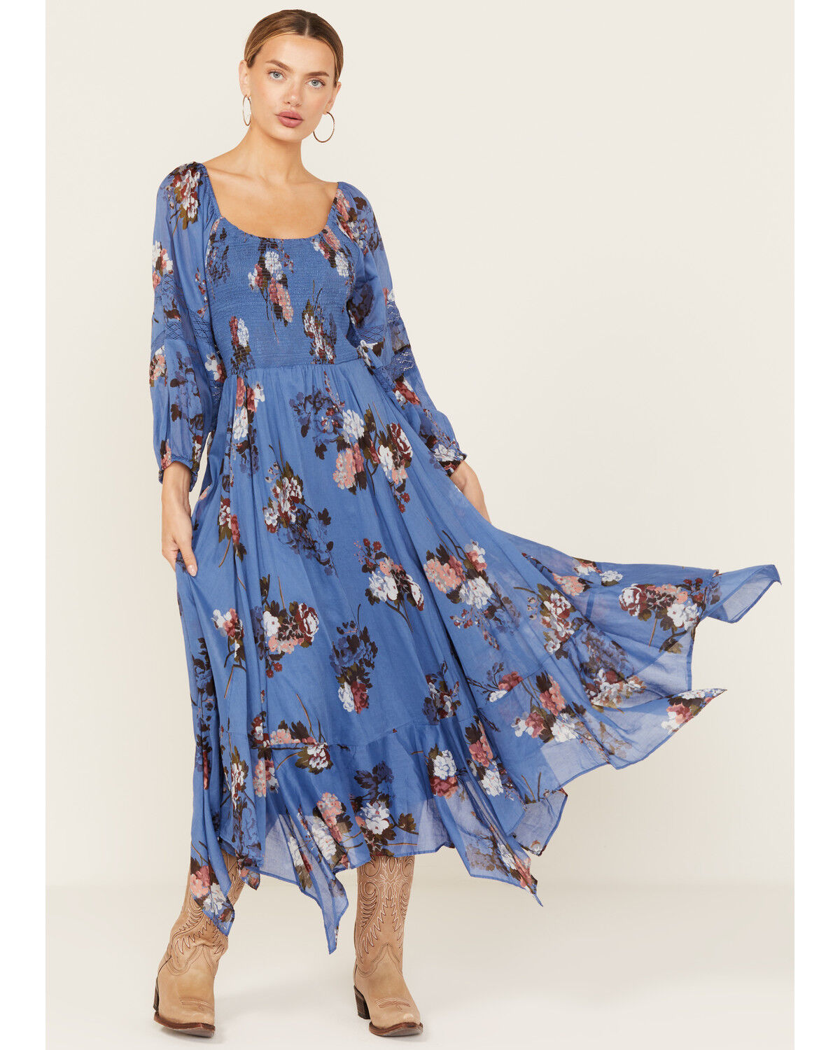 Image #1 - Free People Women's Morning Glory Floral Print Maxi Dress, Blue, hi-res