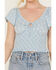 Image #3 - Bila Women's Floral Print Short Sleeve Shirt , Blue, hi-res