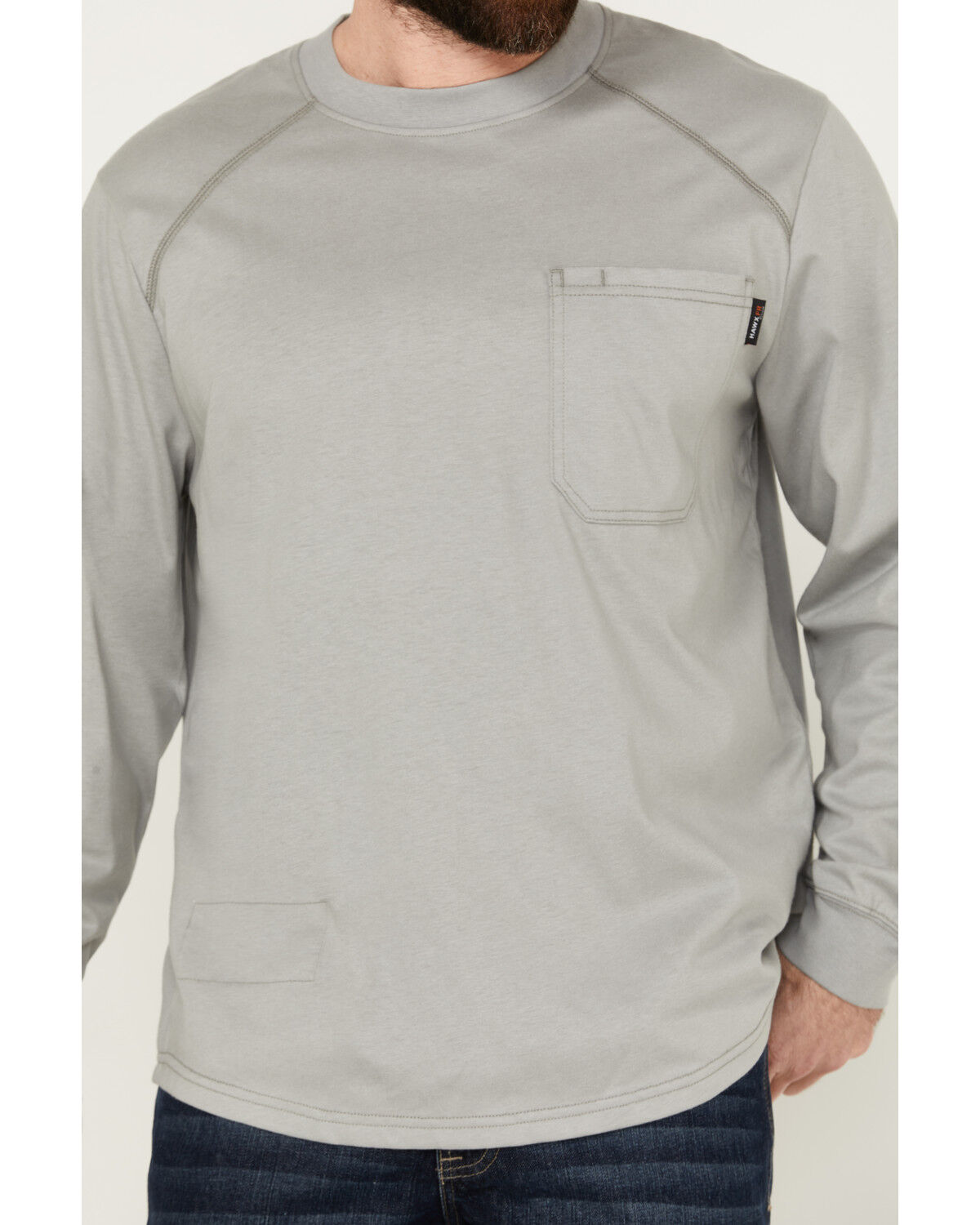 Image #3 - Hawx Men's FR Long Sleeve Pocket T-Shirt - Tall, Silver, hi-res