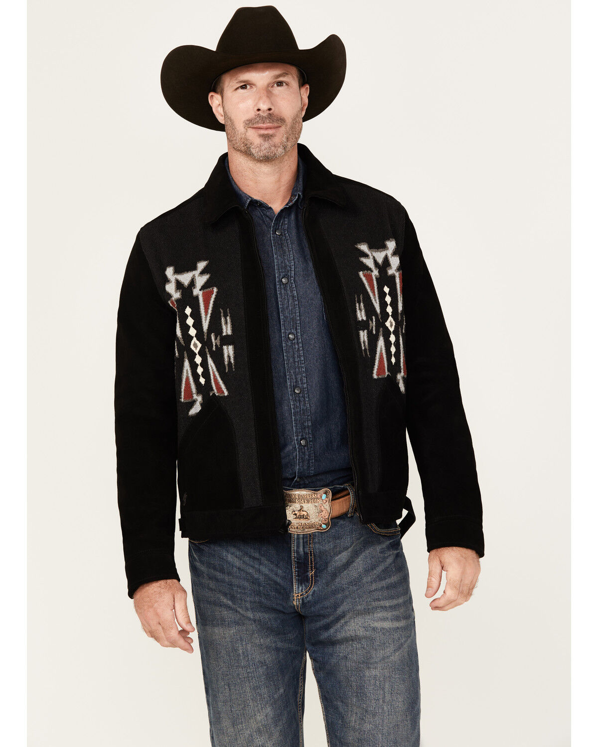 Image #1 - Moonshine Spirit Men's Puebla Suede Zip Jacket, Black, hi-res