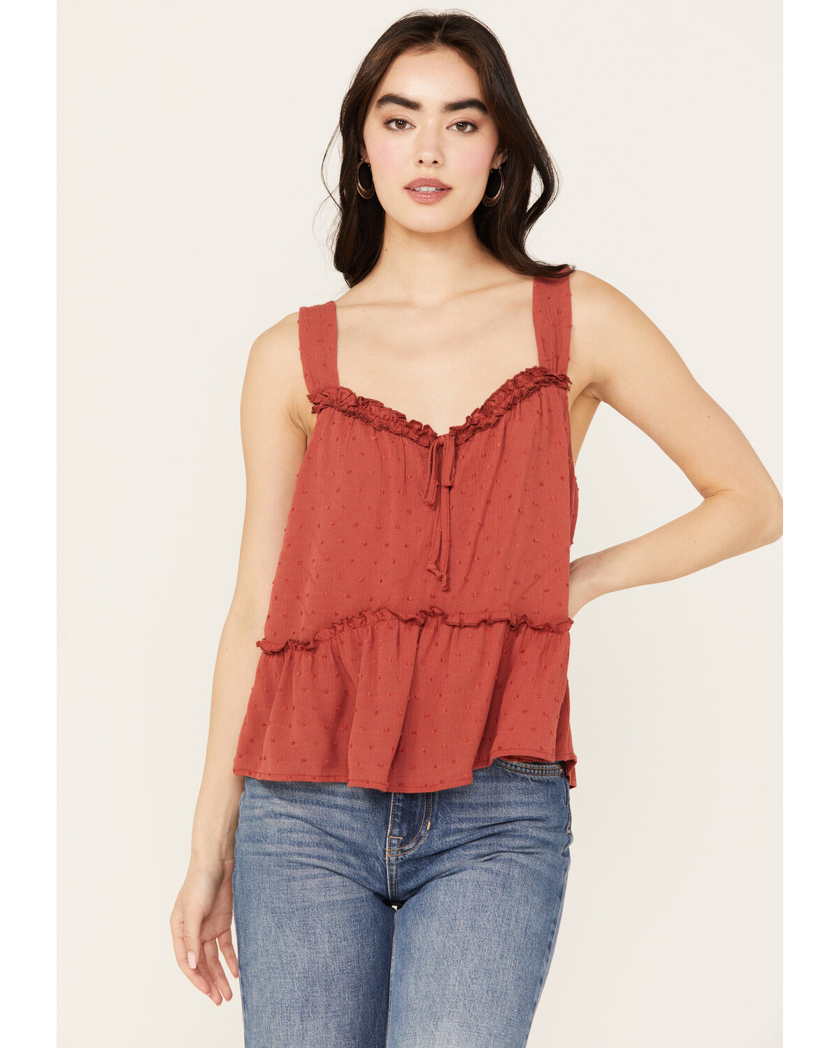 Image #1 - Trixxi Women's Swiss Dot Tank, Rust Copper, hi-res