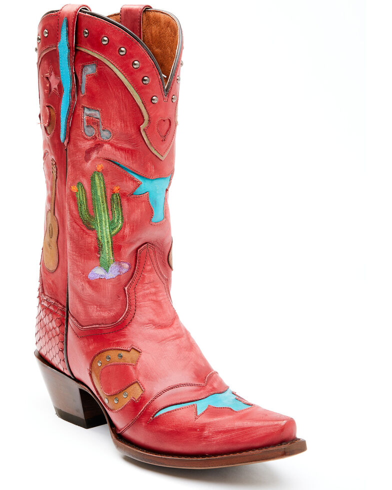 Dan Post Women's Red Dreams Western Boots - Snip Toe, Red, hi-res