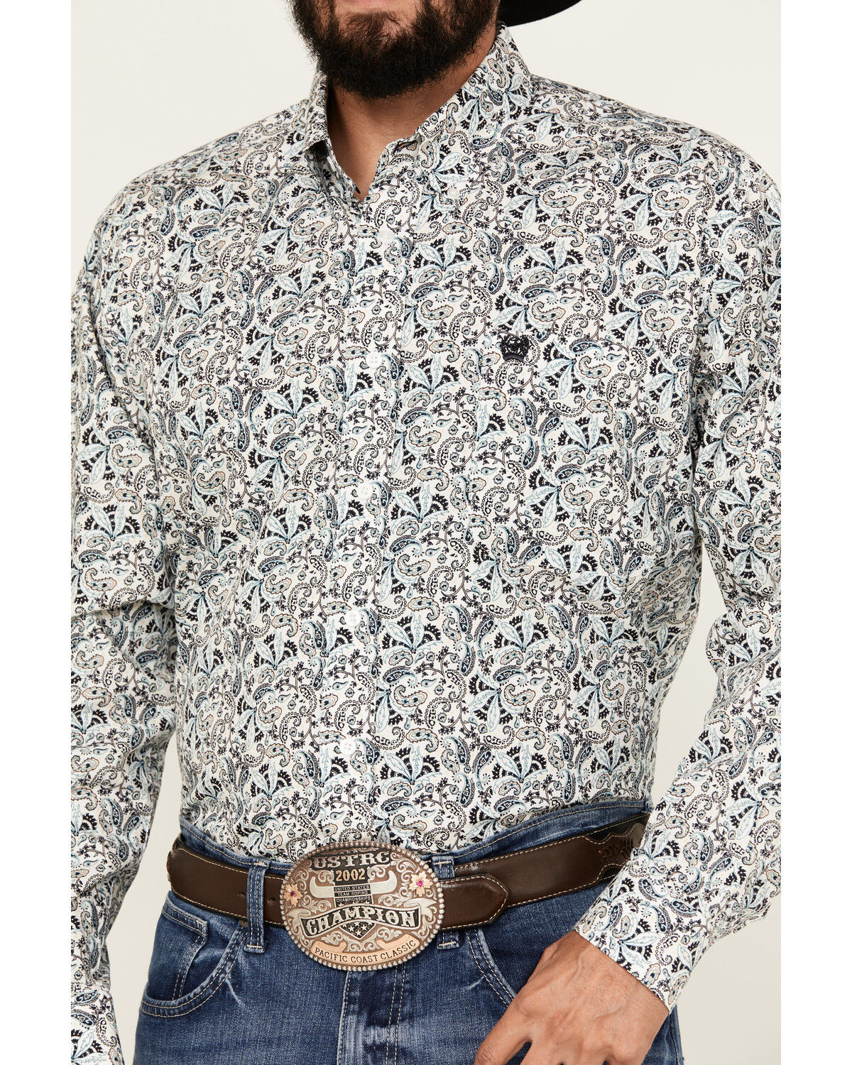 Image #3 - Cinch Men's Paisley Print Long Sleeve Button-Down Western Shirt, White, hi-res