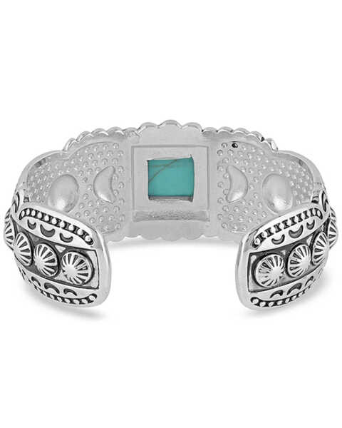 Image #2 - Montana Silversmiths Women's Flourished Turquoise Cuff Bracelet, Silver, hi-res