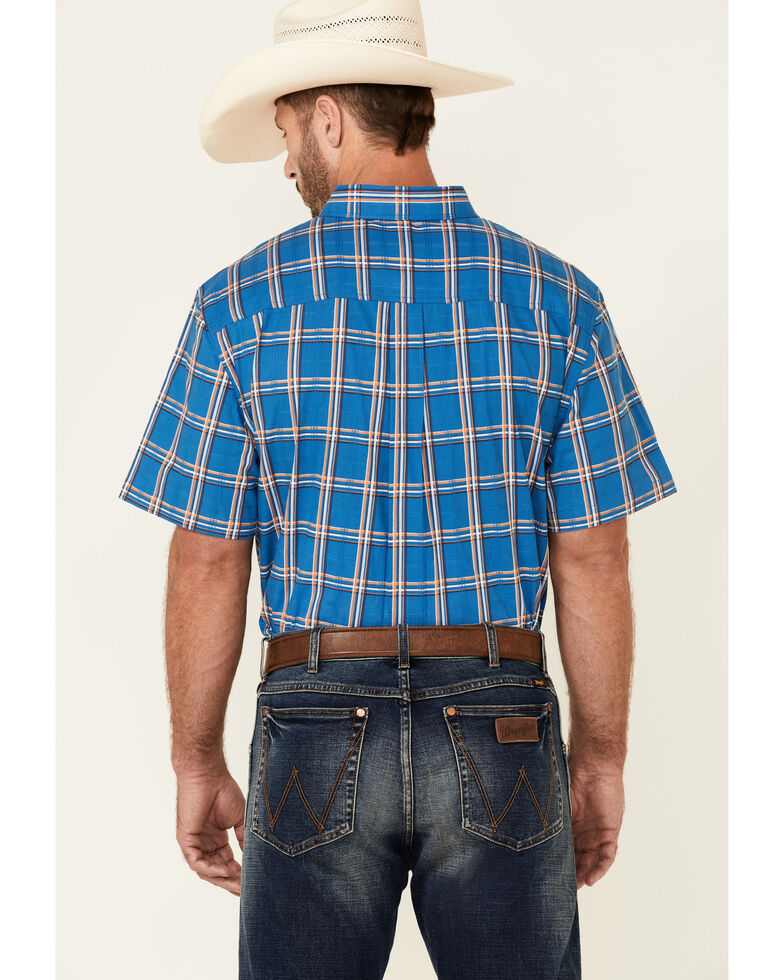 Cody James Core Men's Volt Plaid Short Sleeve Button-Down Western Shirt , Blue, hi-res
