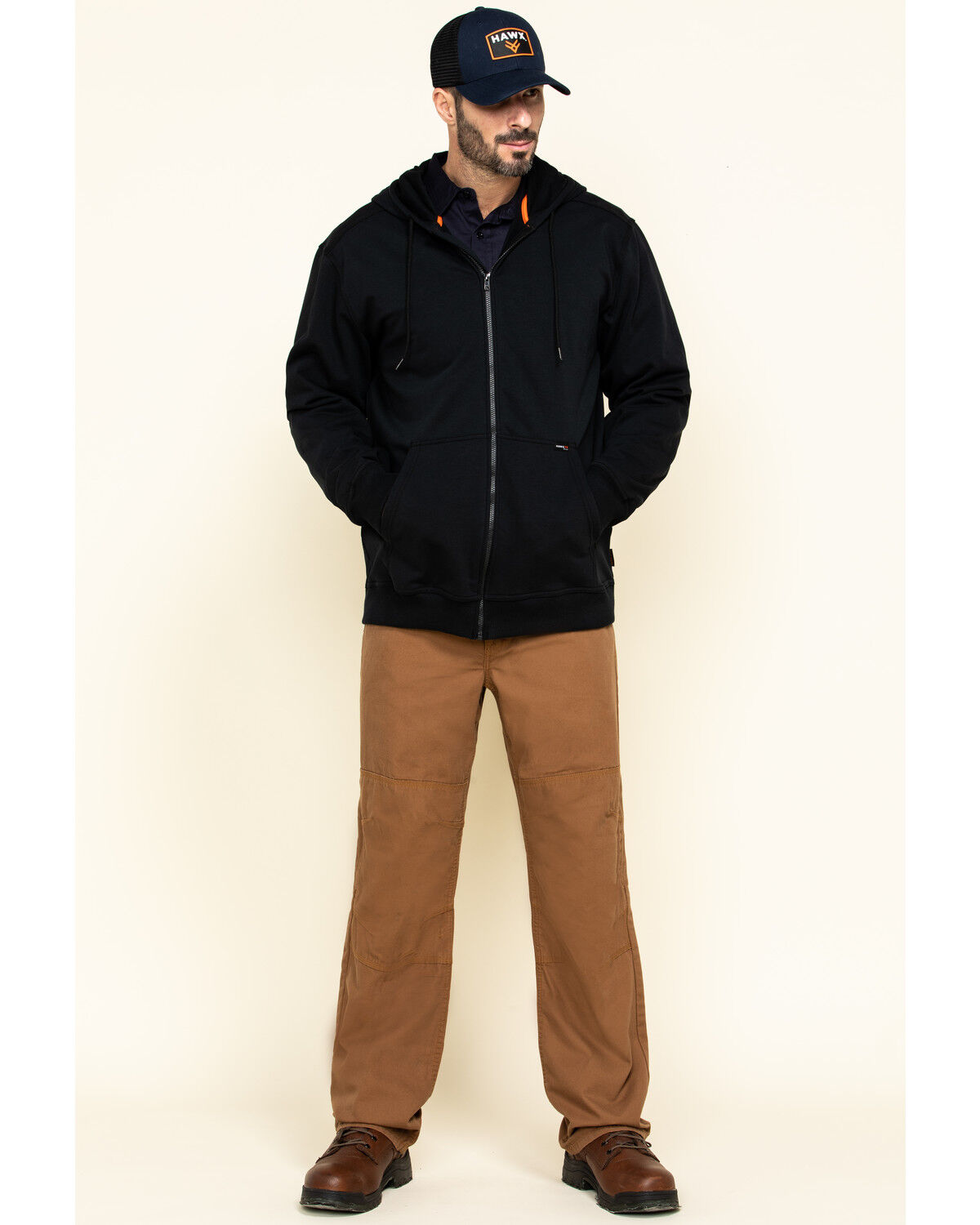 Image #6 - Hawx Men's FR Zip Up Fleece Work Hoodie - Tall, Black, hi-res