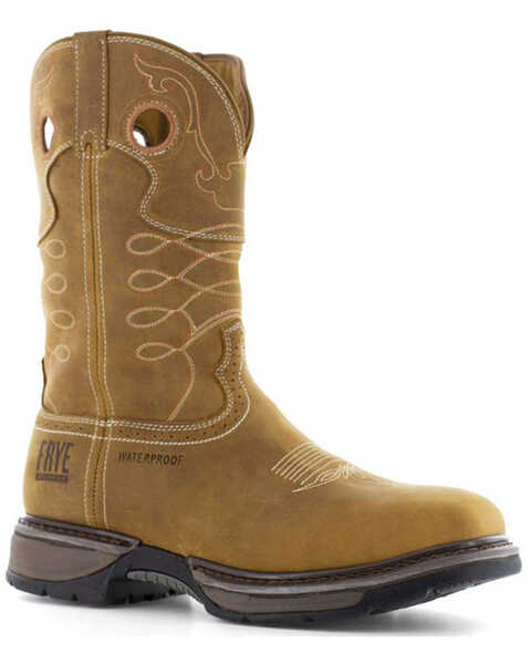 Frye Men's 10" Wellington Waterproof Work Boots - Steel Toe, Tan, hi-res
