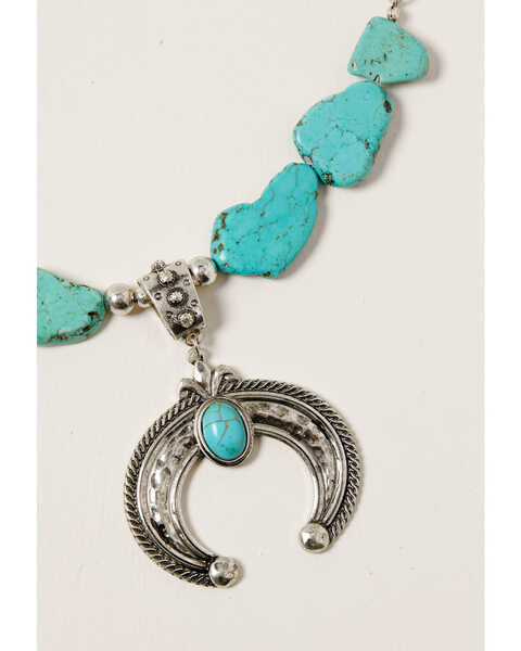 Image #2 - Shyanne Women's Midnight Sky Squash Blossom Turquoise Stone Necklace, Silver, hi-res