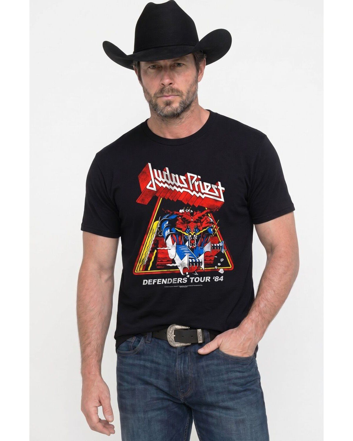 Americana Men's Judas Priest Defenders Tour Short Sleeve Graphic T-Shirt, Black, hi-res