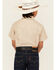 Image #4 - Ely Walker Boys' Paisley Print Short Sleeve Pearl Snap Western Shirt, Khaki, hi-res