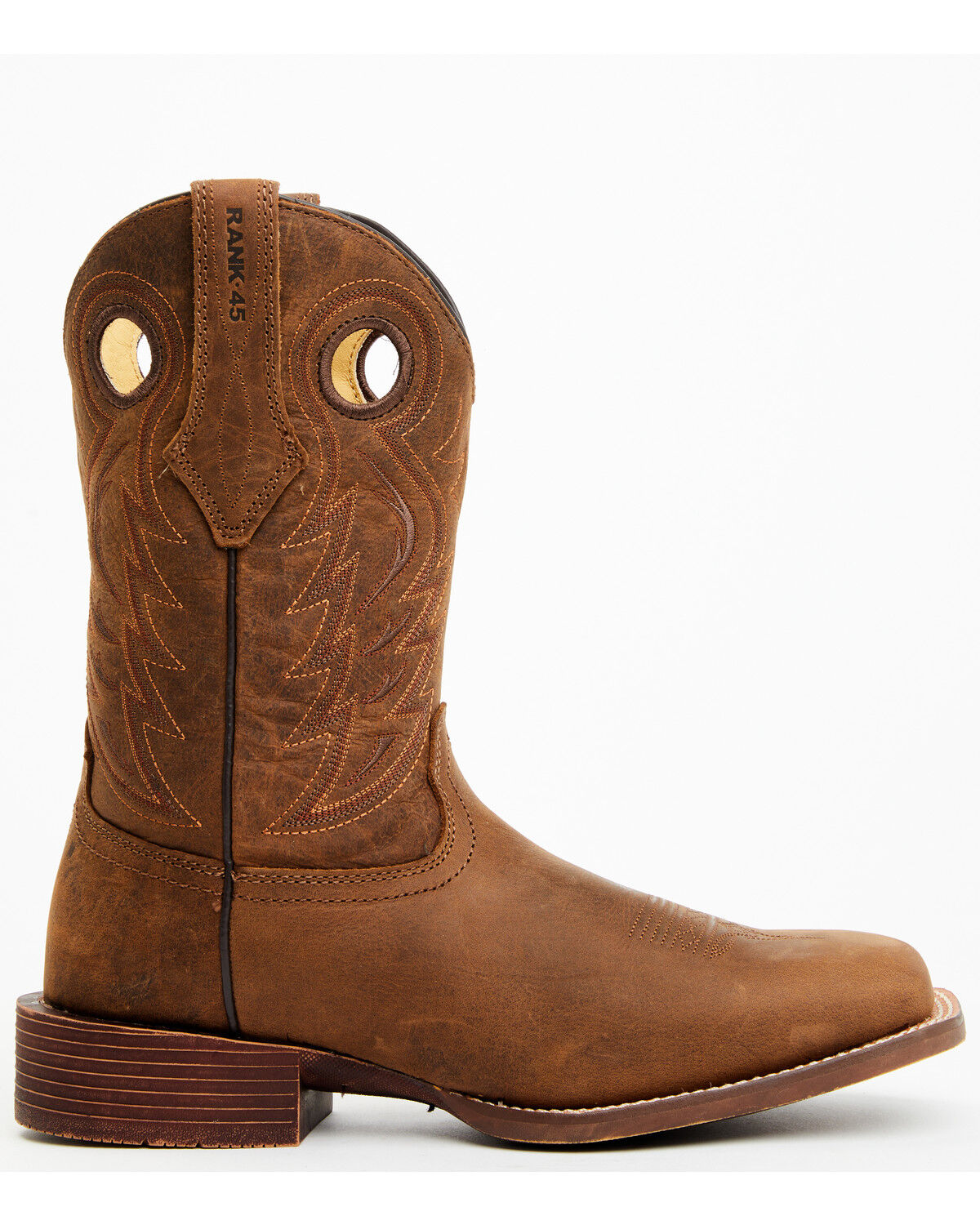 Image #2 - RANK 45® Men's Warrior Performance Western Boots - Broad Square Toe, Coffee, hi-res