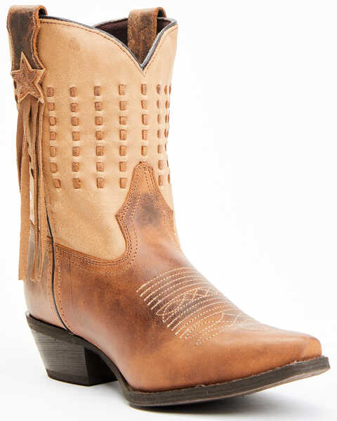 Laredo Women's Brown Fringe Western Performance Boots - Snip Toe, Brown, hi-res