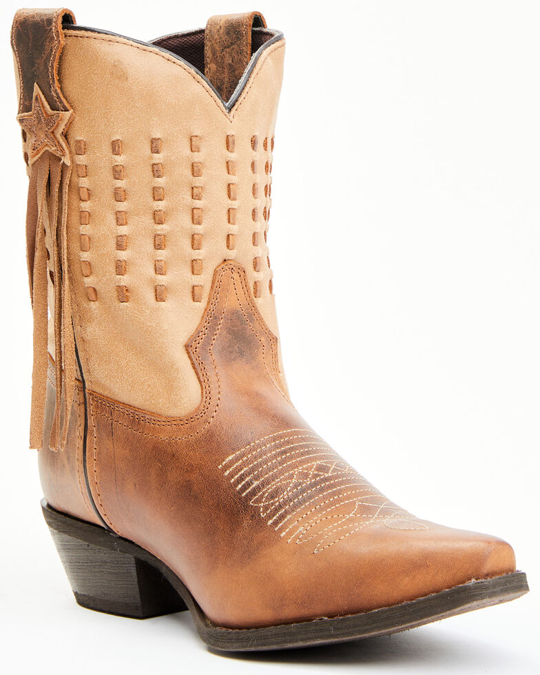 Laredo Women's Brown Fringe Western Boots - Snip Toe, Brown, hi-res