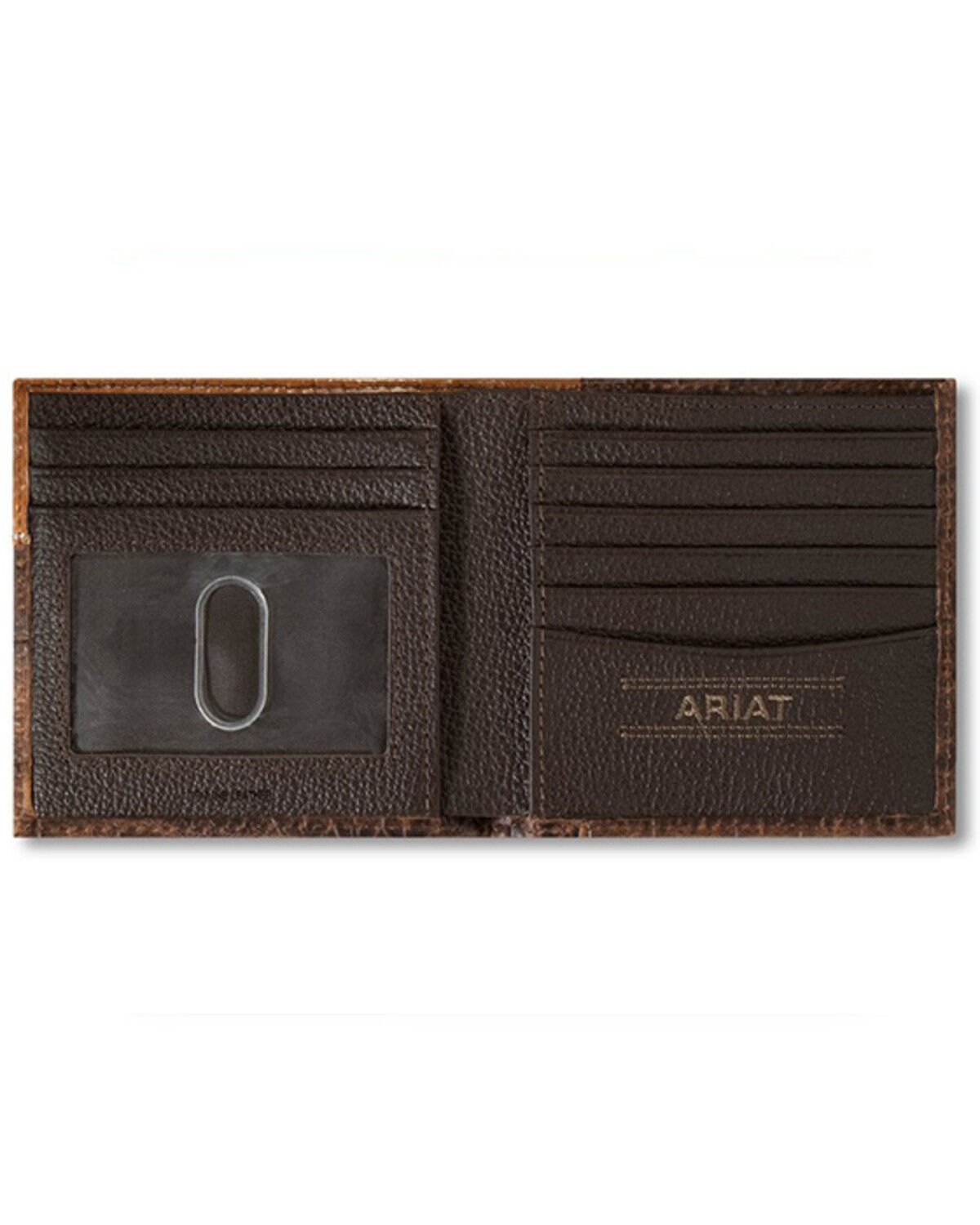Image #2 - Ariat Men's Bi-Fold Croc Floral Embossed Wallet, Brown, hi-res