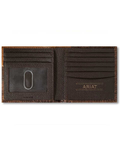 Image #2 - Ariat Men's Bi-Fold Croc Floral Embossed Wallet , Brown, hi-res