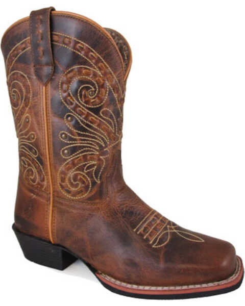 Image #1 - Smoky Mountain Women's Brown Shelby Stitched 9" Boots - Square Toe , Brown, hi-res