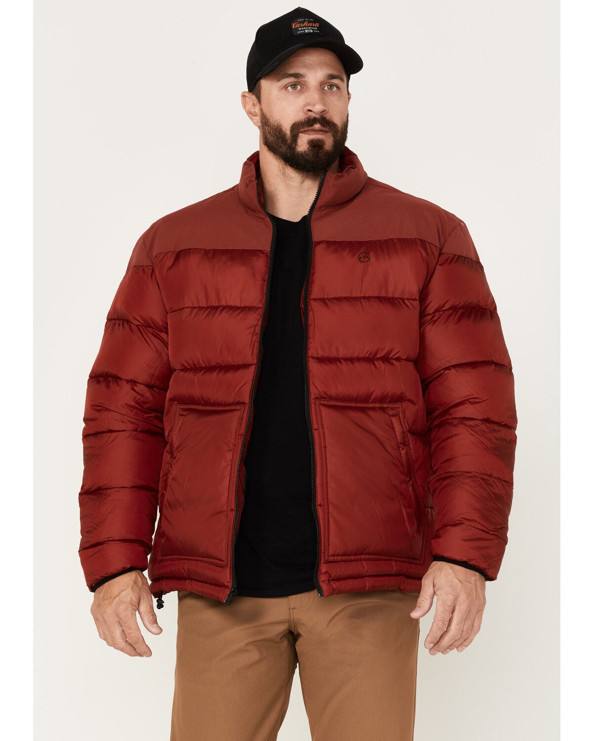Wrangler ATS Men's All-Terrain Classic Zip-Front Puffer Jacket, Red, hi-res
