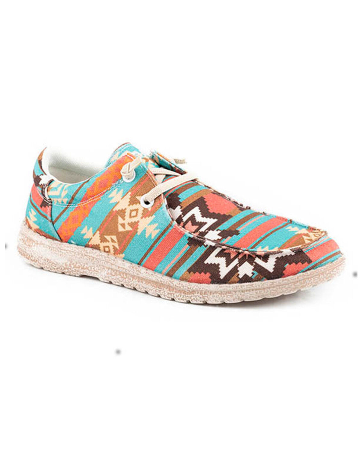 Image #1 - Roper Women's Hang Loose Southwestern Print Casual Shoes - Moc Toe, Blue, hi-res