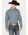 Image #1 - RANK 45® Men's Chute Gate Geo Print Long Sleeve Button-Down Western Shirt, Teal, hi-res