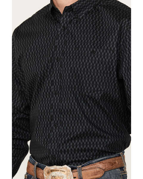 Image #3 - RANK 45® Men's Fury Geo Print Long Sleeve Button-Down Stretch Western Shirt, Grey, hi-res
