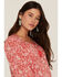 Image #2 - Panhandle Women's Floral Paisley Print Long Sleeve Peasant Top, Red, hi-res