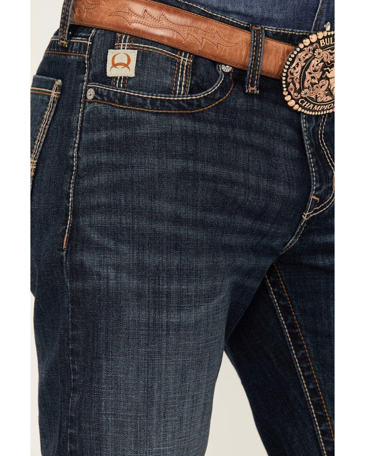 Image #2 - Cinch Men's Grant Dark Stonewash Relaxed Bootcut Stretch Performance Jeans, Dark Wash, hi-res