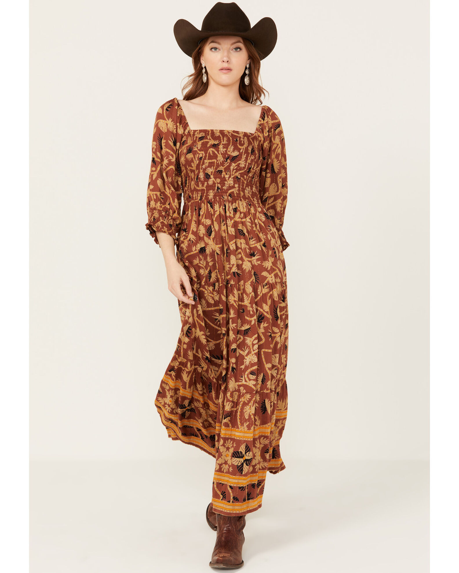 Border print on sale maxi dress