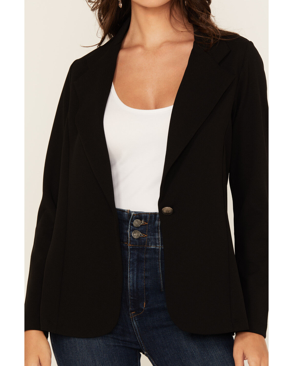 Image #3 - Wild Moss Sport Women's Long Sleeve Concho Button Blazer, Black, hi-res