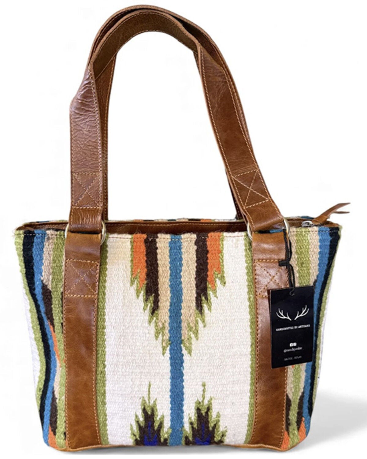 Image #1 - Ranch Junkie Women's Aspen Southwestern Wool Saddle Blanket Tote Bag, Multi, hi-res