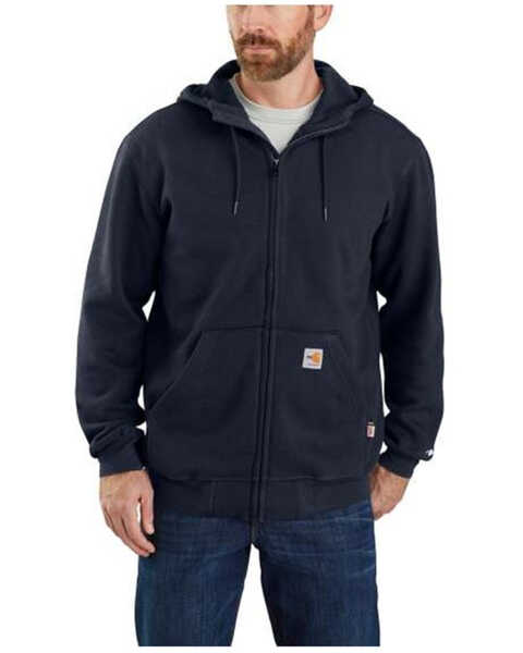 Image #1 - Carhartt Men's FR Force Original Fit Zip-Front Hooded Work Jacket, Navy, hi-res