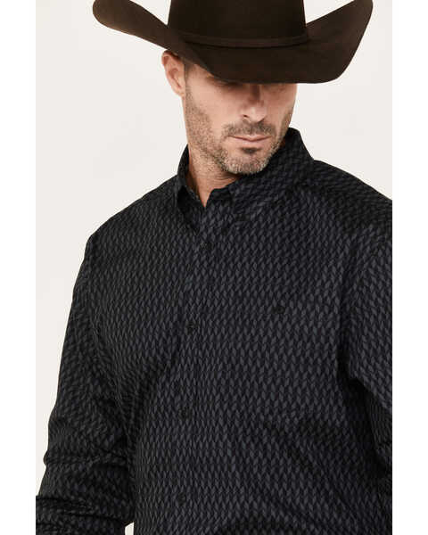 Image #2 - RANK 45® Men's Fury Geo Print Long Sleeve Button-Down Stretch Western Shirt, Grey, hi-res