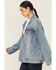 Image #2 - Daze Women's Beau Medium Wash Oversized Studded Denim Jacket, Medium Wash, hi-res