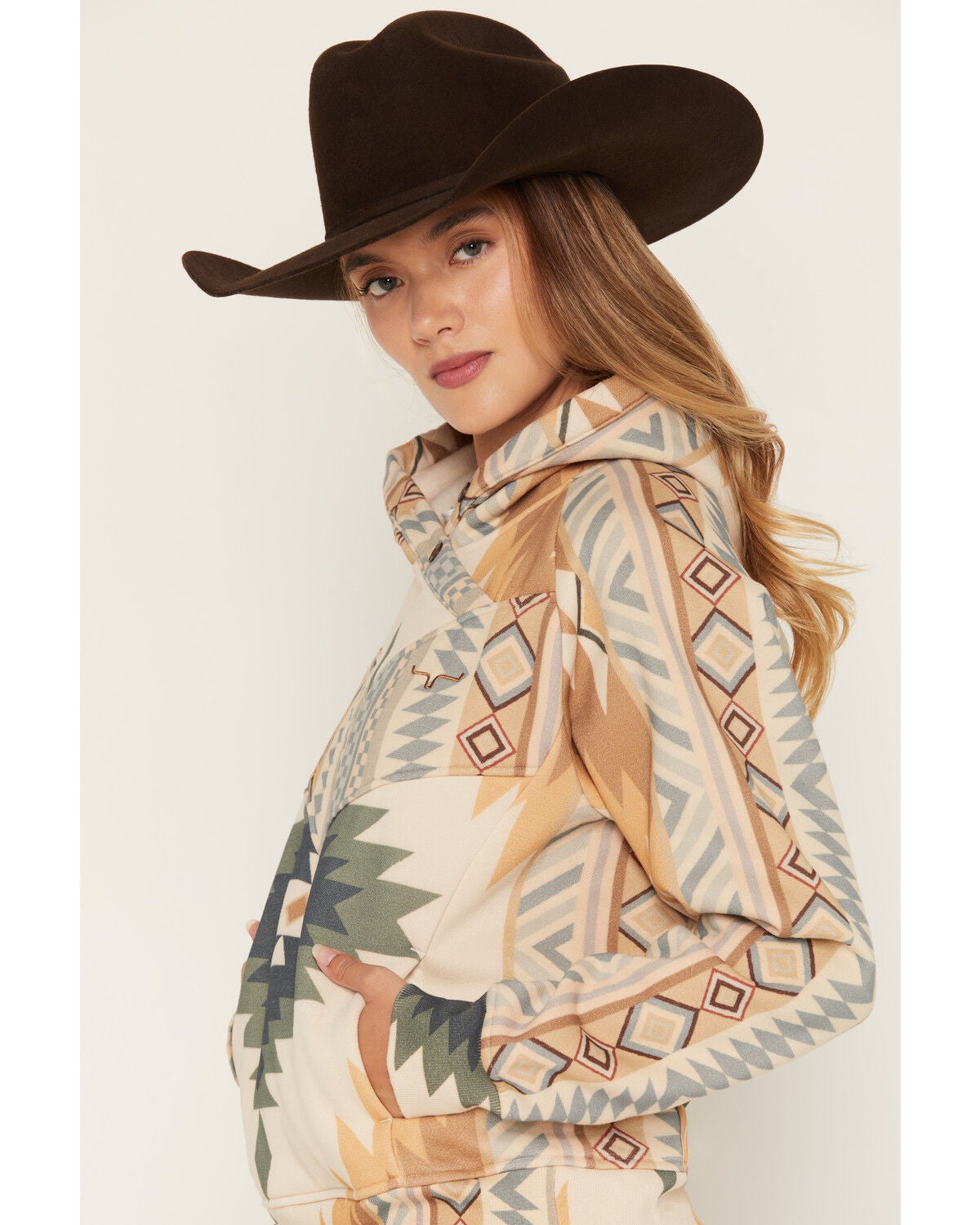 Image #2 - Kimes Ranch Women's Ella Southwestern Print Hoodie, Sand, hi-res