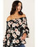 Image #2 - Wild Moss Women's Long Sleeve Off The Shoulder Floral Top, Black, hi-res