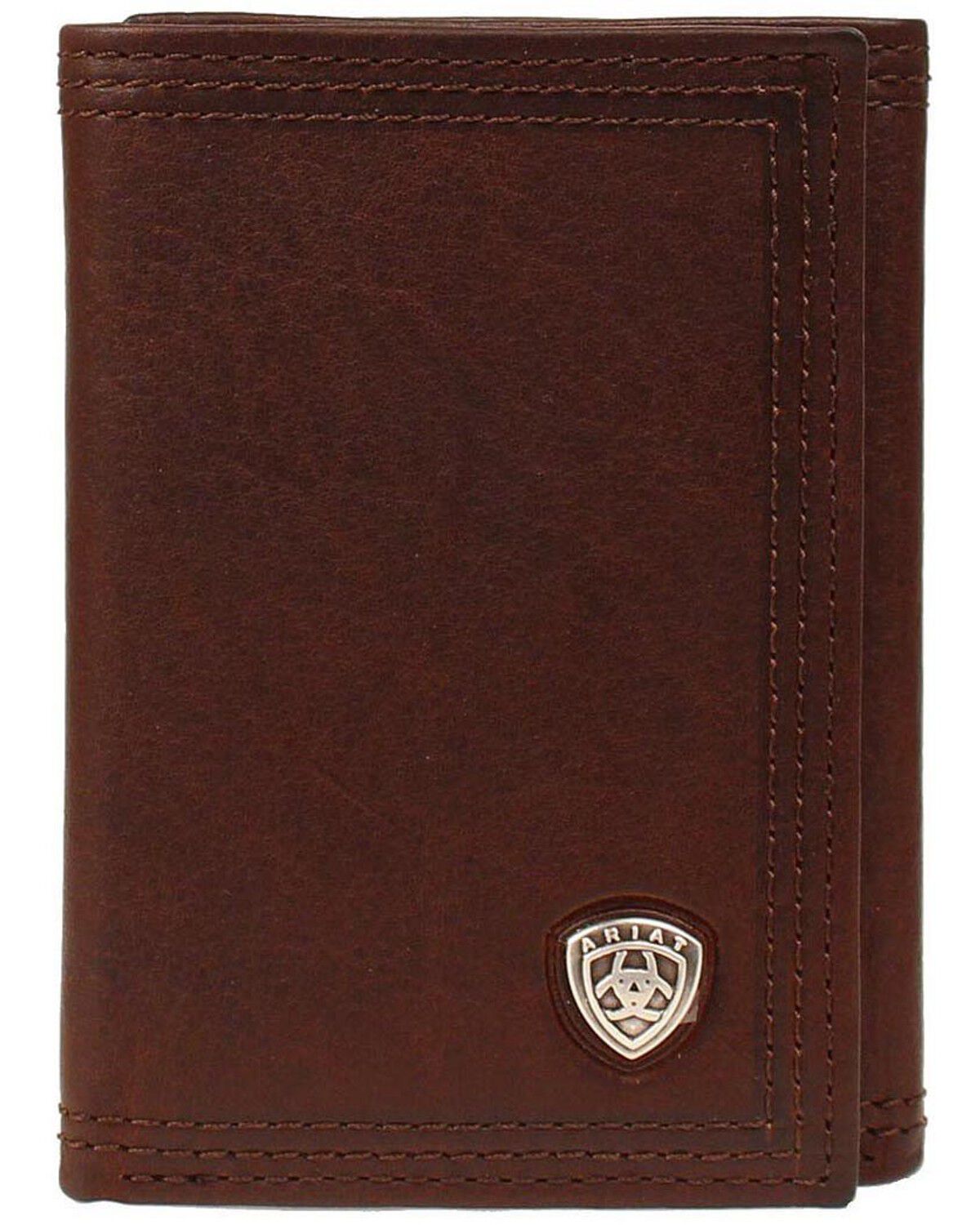 Ariat Logo Concho Tri-fold Wallet, Copper, hi-res