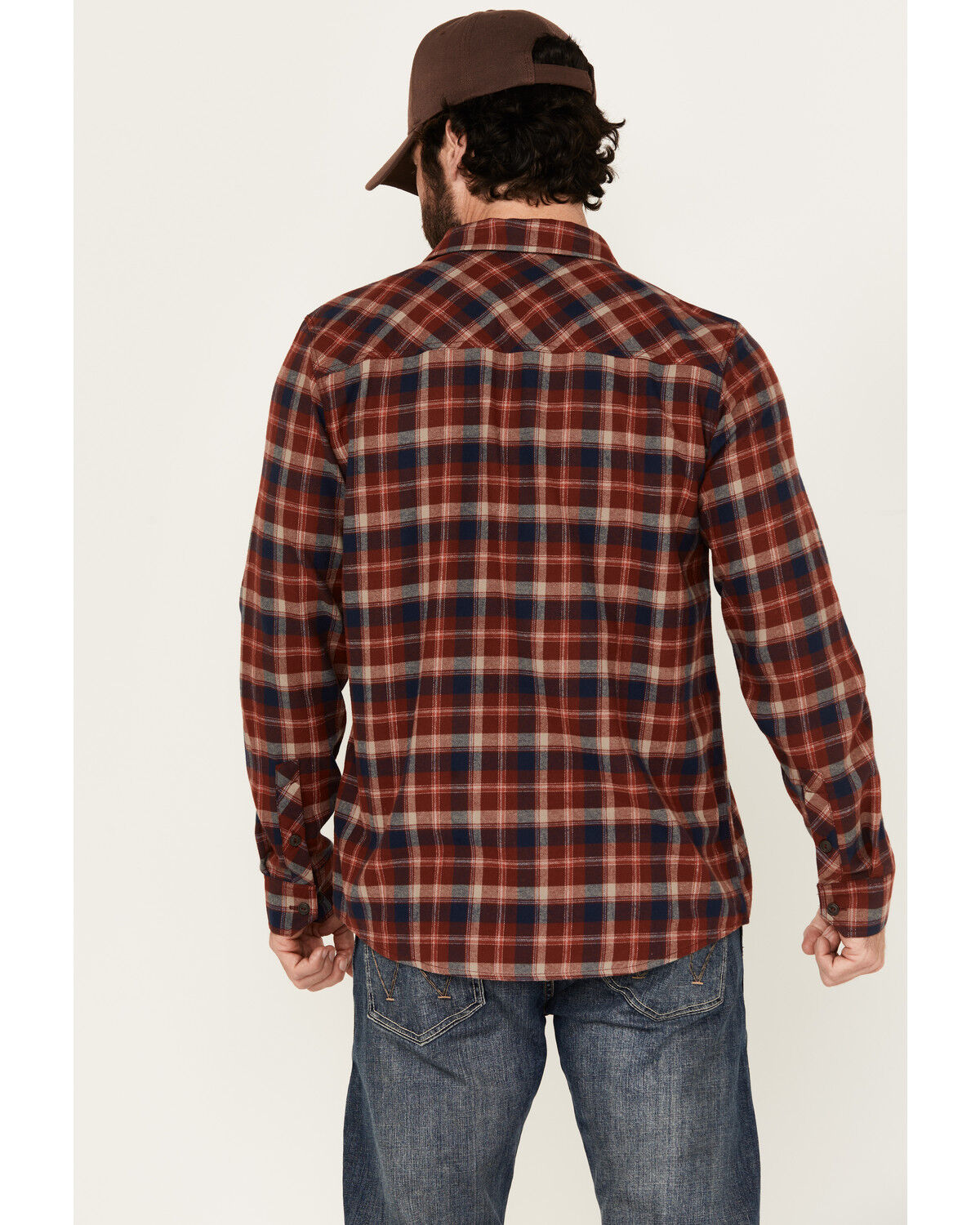 Image #4 - Brothers and Sons Men's Lane Plaid Print Long Sleeve Button-Down Western Shirt, Wine, hi-res
