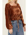 Image #2 - Rock & Roll Denim Women's Velvet Cinch Front Long Sleeve Blouse, Rust Copper, hi-res
