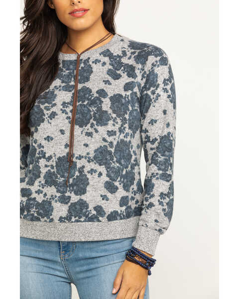 Z Supply Women's Grey Floral Pullover Sweater, Grey, hi-res
