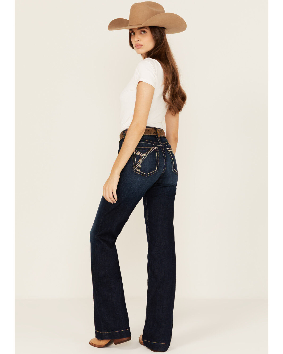 Image #1 - Ariat Women's Lizzie Dark Wash Mid Rise Trouser Stretch Denim Jeans, Dark Wash, hi-res