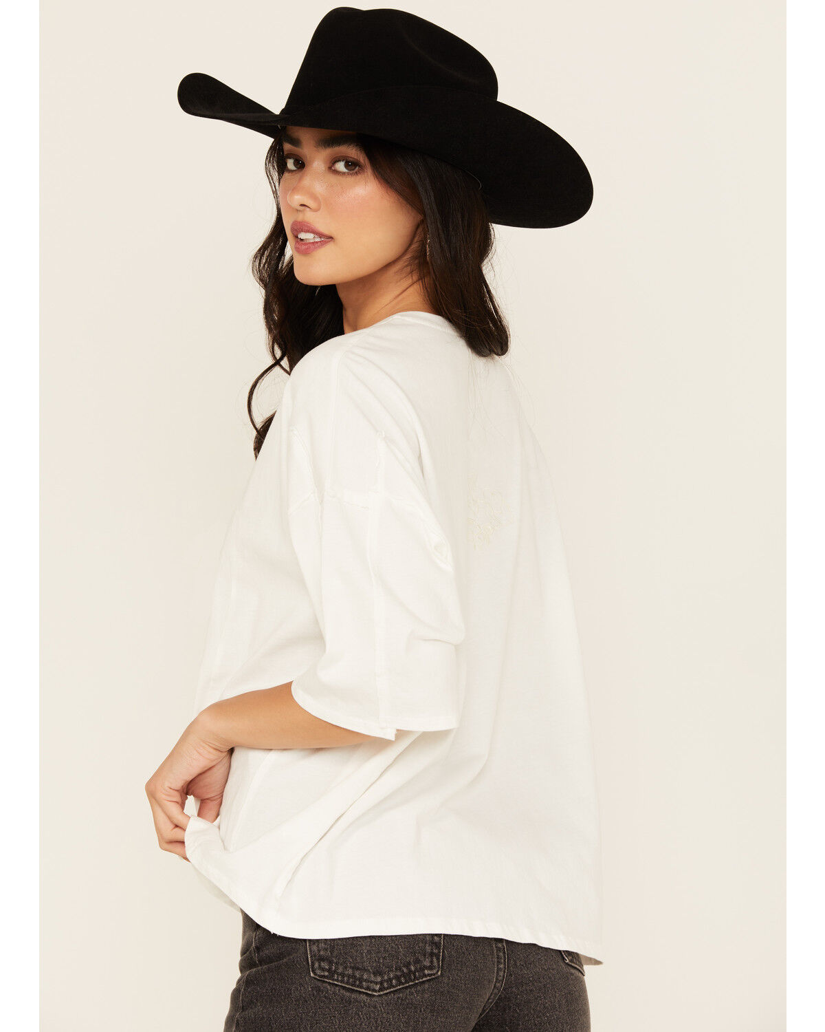 Image #4 - Blue B Women's Solid Embroidered Short Sleeve Tee, White, hi-res