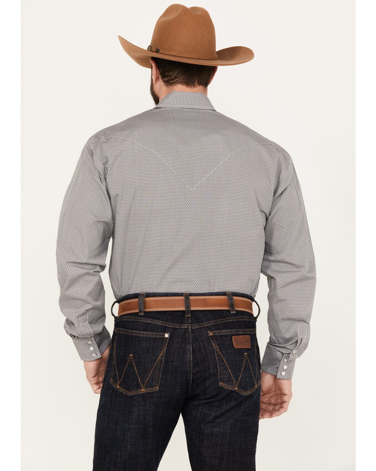 Stetson Men's Diamond Geo Print Long Sleeve Western Pearl