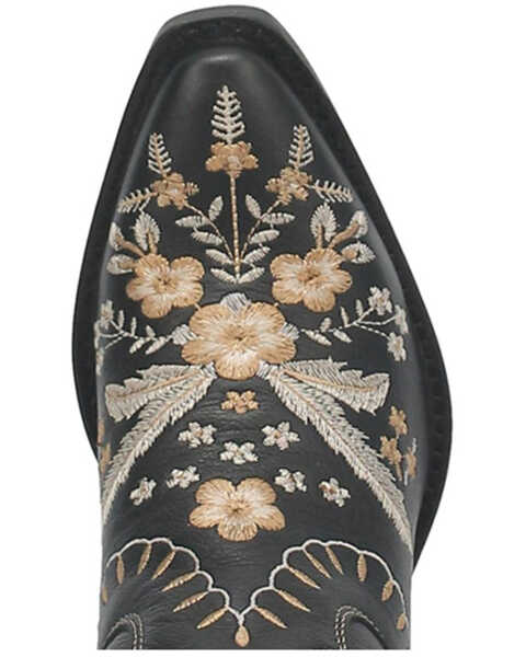 Image #6 - Dingo Women's Primrose Embroidered Floral Western Booties - Almond Toe, Black, hi-res