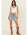 Image #3 - Miss Me Women's Light Wash Mid Rise Embroidered Denim Stretch Mini Skirt, Light Wash, hi-res
