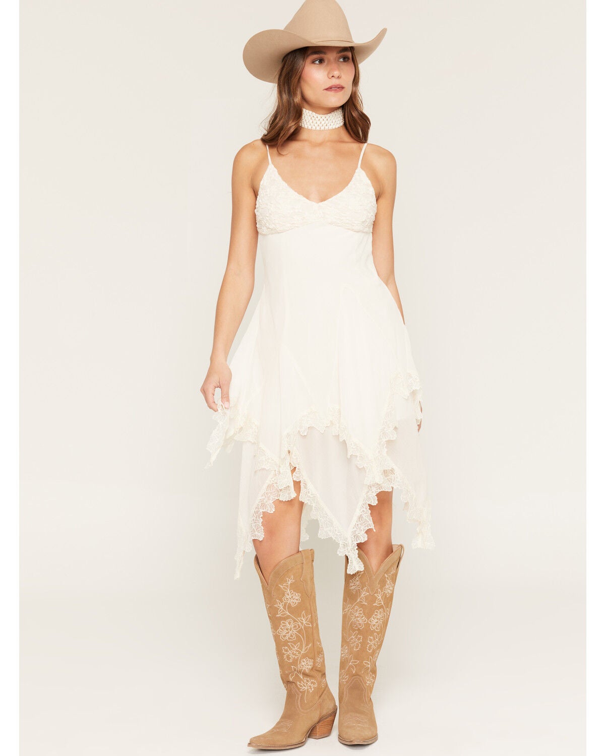 Miss Me Women's Hanky Hem Sleeveless Mini Dress, Off White, hi-res