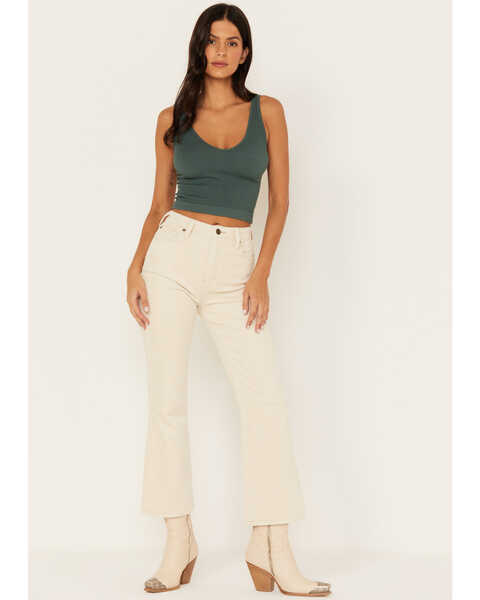 Cleo + Wolf Women's Mid Rise Flare Corduroy Pants , Natural, hi-res