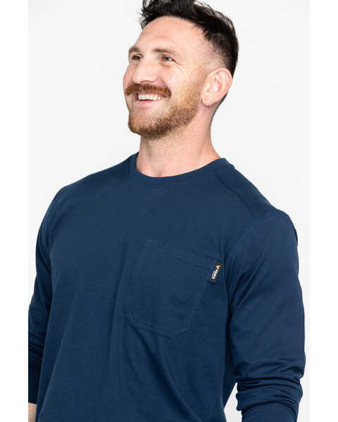 Hawx Men's Navy Logo Crew Long Sleeve Work T-Shirt - Big , Navy, hi-res