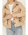 Image #3 - Shyanne Women's Embroidered Faux Leather Jacket, Sand, hi-res